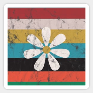 Big Daisy on Groovy Stripes Retro Design Magnet